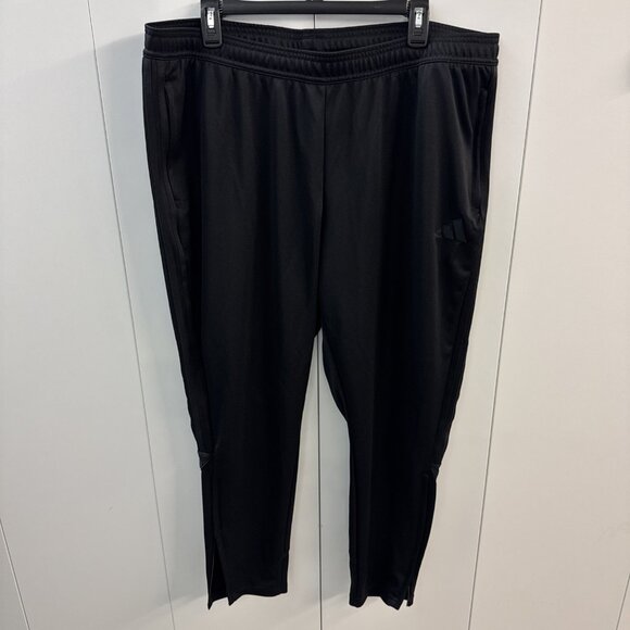 Adidas Pants Men's L Triple Black Zip Ankle Track Athletic 2XL (C13) - Picture 1 of 11